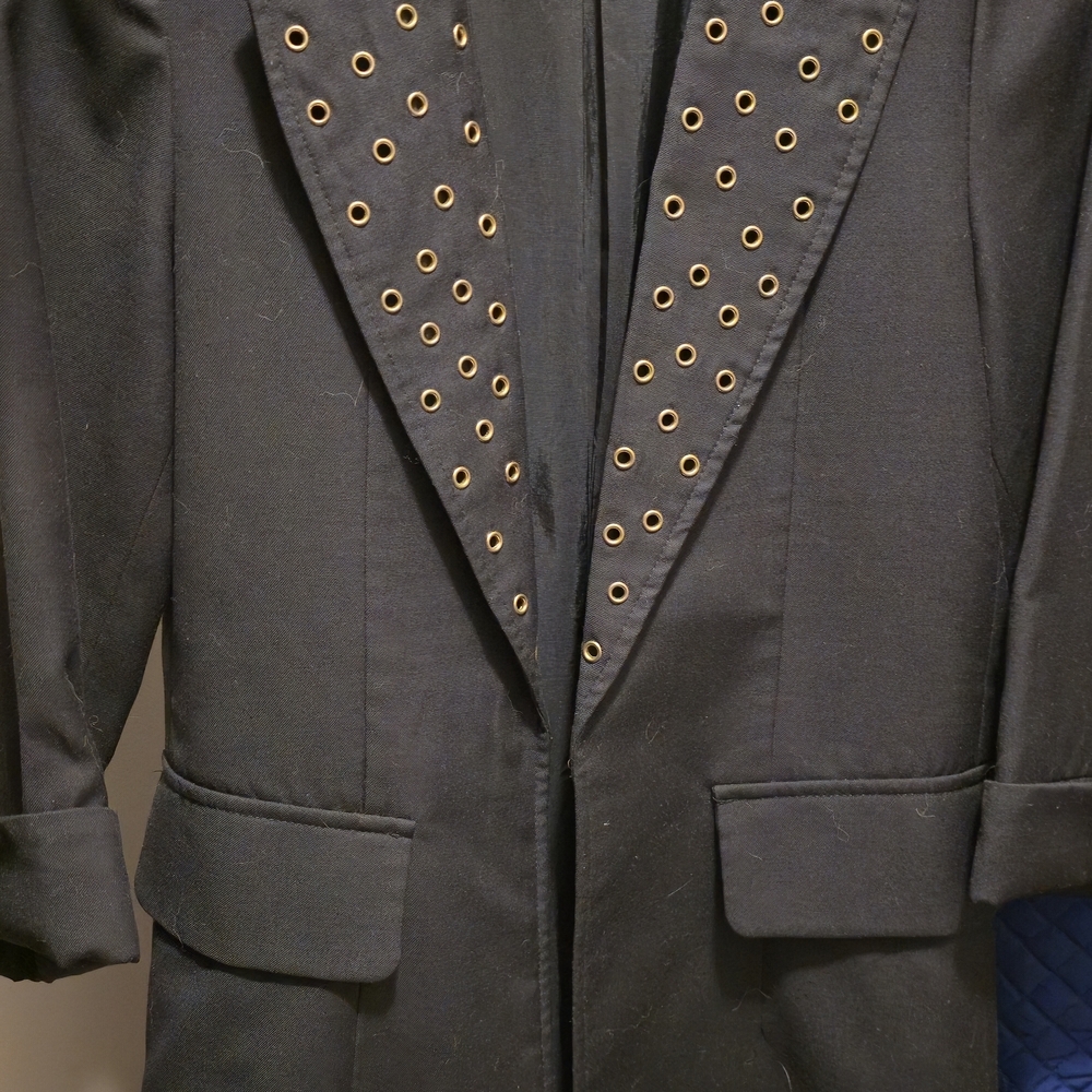 Black Blazer with Gold Eyelet Details